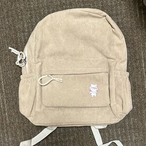 korean cream corduroy backpack